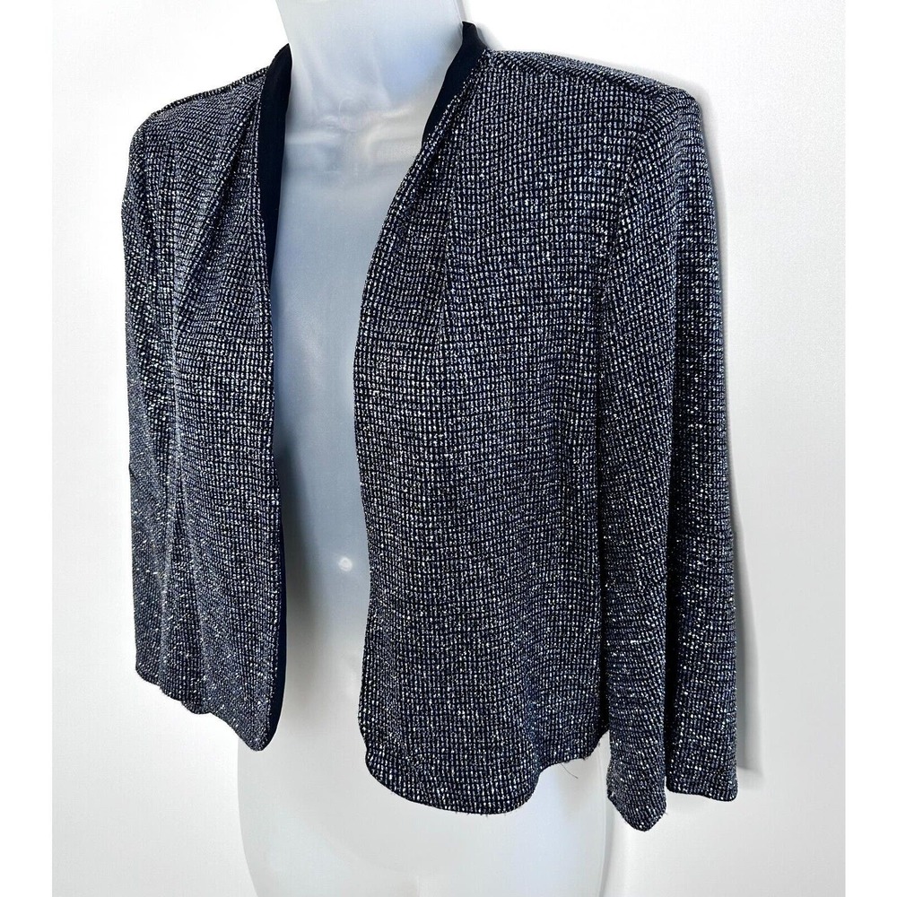 SD Collection Women's Black Shimmer Metallic Glitter Blazer Unstructured Size 8 - Picture 2 of 8